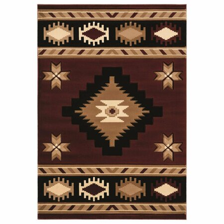 UNITED WEAVERS OF AMERICA 2 ft. 7 in. x 7 ft. 4 in. Bristol Caliente Burgundy Rectangle Runner Rug 2050 10434 28C